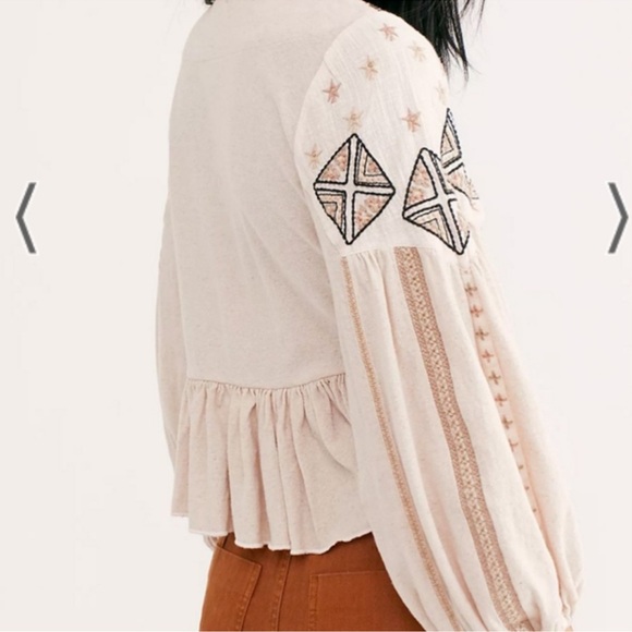 Free People Aria Embroidered‎ Top Size Small - Picture 5 of 8